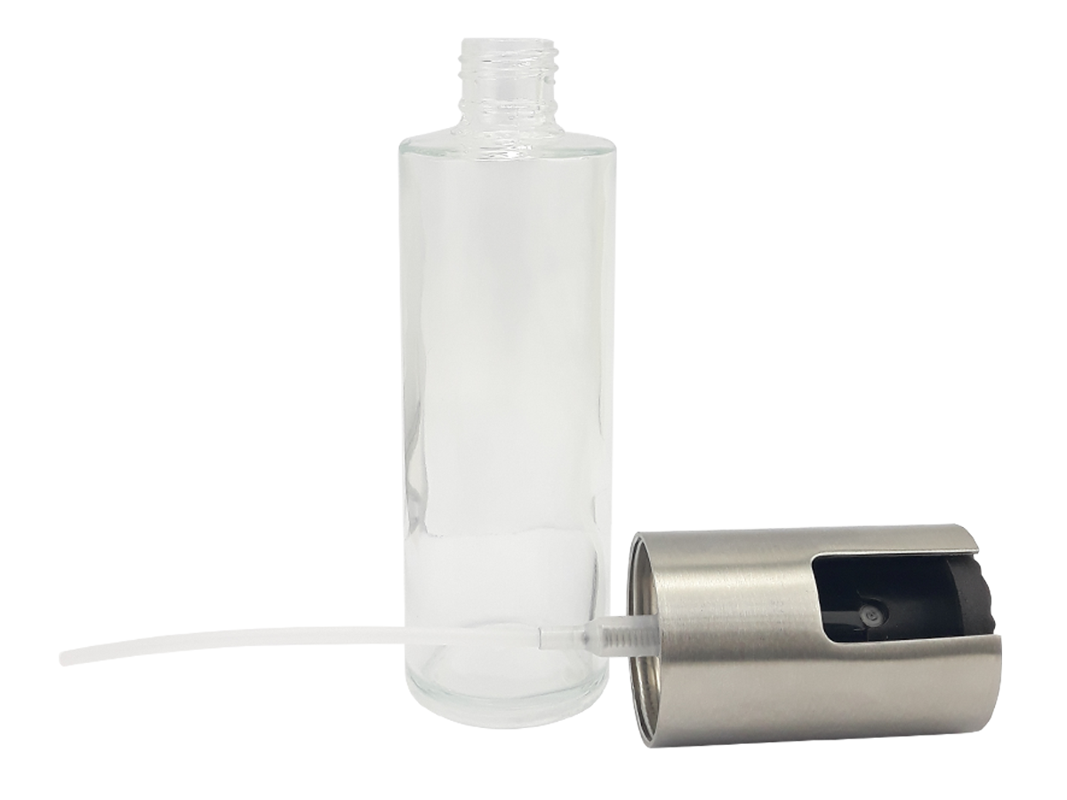 kit 2 Spray Pulverizador Borrifador Dosador Para Azeite Vinagre Frasco De Vidro Acabamento Aço Inoxi - 4