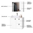 Ver imagem 5 de Conjunto Gabinete para Banheiro com Cuba Sobrepor e Espelheira Toro 60 Branco/Preto