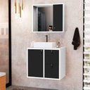 Ver imagem 1 de Conjunto Gabinete para Banheiro com Cuba Sobrepor e Espelheira Toro 60 Branco/Preto