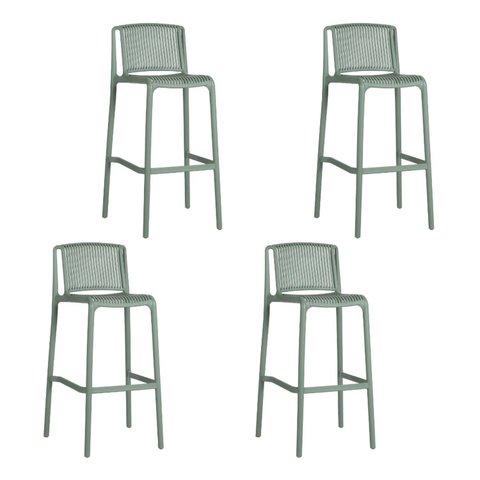 Kit com 4 Banquetas Floripa em Polipropileno - Cor Verde Aloe