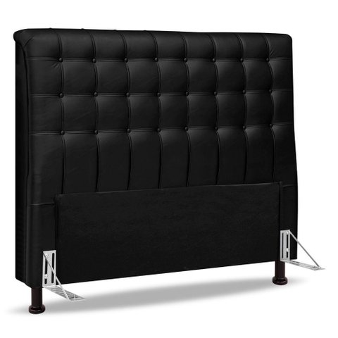 Cabeceira Cama Box Casal Queen Size Ciara 160cm Botonê com Frame Suede Preto