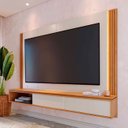 Ver imagem 2 de Painel Tv 75 Pol e Bancada Suspensa Trento Off White/freijó C05 - Mpozenato