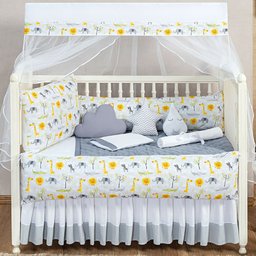 KIT BERÇO MASCULINO E FEMININO URSINHO 13 PEÇAS KIT AMERICANO ESTAMPADO PARA BEBE COMPLETO:CINZA - 1