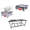 Ver imagem 1 de Kit Lanchonete Mesa de Manipulação 120x55cm + Fritadeira a Gás 1 Cuba + Chapa a Gás 30cm