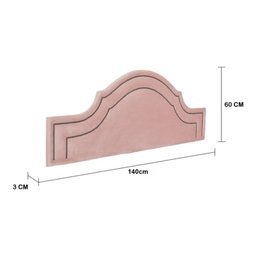 Cabeceira Casal Curva Dupla Tacha 140x60 Luxo Estofada com Tachas - Suede Veludo Rose - 2