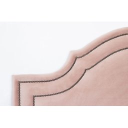 Cabeceira Casal Curva Dupla Tacha 140x60 Luxo Estofada com Tachas - Suede Veludo Rose - 3