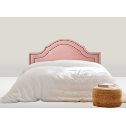 Cabeceira Casal Curva Dupla Tacha 140x60 Luxo Estofada com Tachas - Suede Veludo Rose - 1