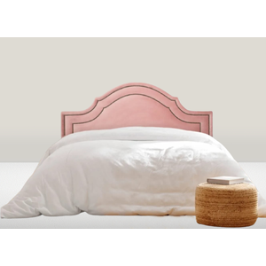 Cabeceira Casal Curva Dupla Tacha 140x60 Luxo Estofada com Tachas - Suede Veludo Rose