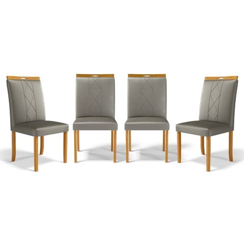 Kit com 4 Cadeiras Ana Madeira Maciça Estofadas para Mesa de Jantar Veludo Chumbo 109