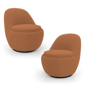 Kit 02 Poltronas Orgânicas Living Memphis Base Giratória Bouclê Terracota - Abmaza