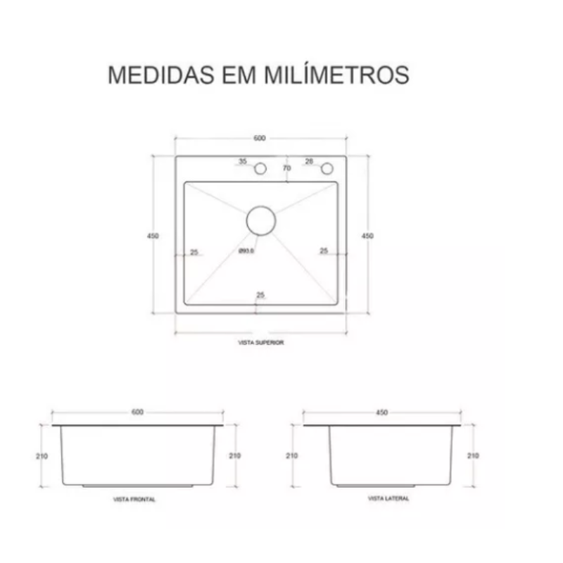 Kit Cuba Pia Aço Inox Quadrada Cozinha e Torneira Flexivel Preta Brinovar - 7