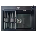 Ver imagem 4 de Kit Cuba Pia Aço Inox Quadrada Cozinha e Torneira Flexivel Preta Brinovar