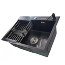 Ver imagem 5 de Kit Cuba Pia Aço Inox Quadrada Cozinha e Torneira Flexivel Preta Brinovar