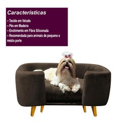 Cama Pet para Cães e Gatos Estofada com Pés Hannah - Marrom - 5