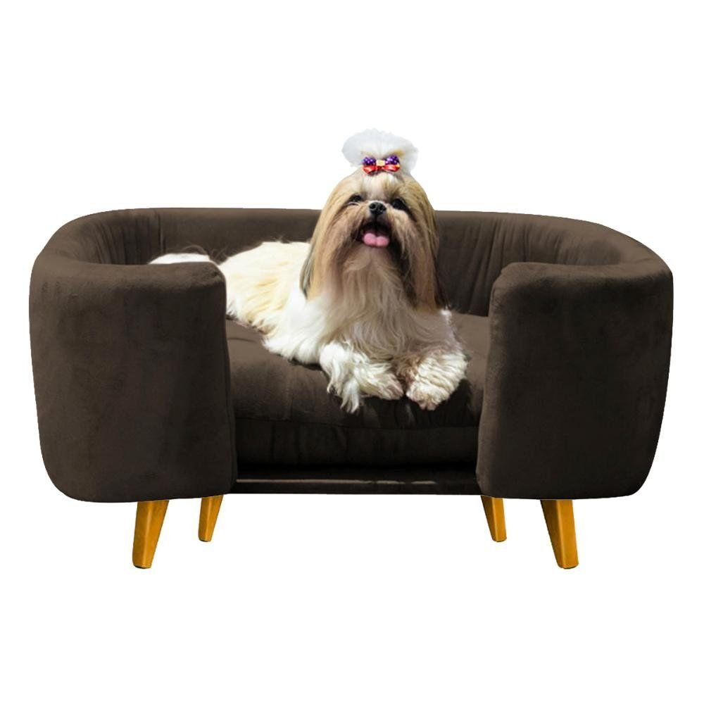 Cama Pet para Cães e Gatos Estofada com Pés Hannah - Marrom - 8