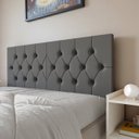 Ver imagem 2 de Painel Cabeceira Casal Capitonê Estofada 140cm Elisa Fixação Parede Suspenso:Cinza