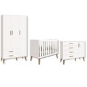Ver imagem 1 de Quarto de Bebê Berço + Cômoda + Guarda Roupa Isis Branco Fosco