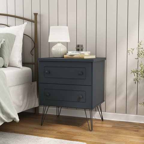 Conjunto Mesa Cabeceira MDF 2 Gavetas Fort