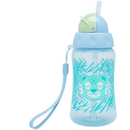 Copo Infantil com Canudo Zoo Lolly Kind Cor Azul Claro 330ml - 2