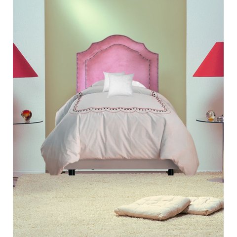 Cabeceira Veludo Rosê Provençal Dupla Tacha 90x70 -solteiro