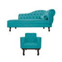 Ver imagem 2 de Kit Diva Recamier Diana 140cm Lado Esquerdo e 01 Poltrona Classic Suede - Doce Sonho Móveis RECAMIER