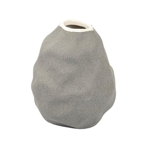 Vaso Decorativo Organico em Ceramica Cinza Escuro P 12x10cm