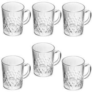 Kit 6 Caneca Lyor Diamante Vidro 220ml Café Chá Xícara Jog Cor:transparente
