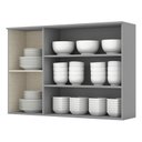 Ver imagem 2 de Armário Aéreo 3 Portas com Vidro 120 cm Nova York Cinza – Henn