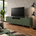 Ver imagem 1 de Rack New Bend 220 cm Porta Lisa Incolar Musgo com Pé Dourado