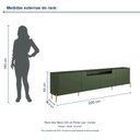 Ver imagem 3 de Rack New Bend 220 cm Porta Lisa Incolar Musgo com Pé Dourado