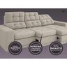 Sofá Jobim 2,30m Assento Retrátil e Reclinável Velosuede - Netsofas - Areia - 5