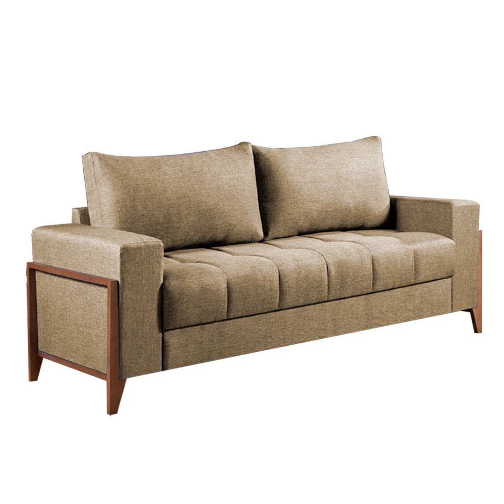 Sofá 4 Lugares Miame LA Estofados Linho Marrom Claro MadeiraMadeira