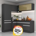 Ver imagem 1 de Cozinha Completa de Canto Veneza Mp2089 Multimóveis Preto/branco + Brinde Jogo de Panelas Tramontina