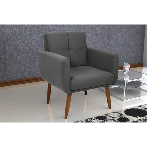 Poltrona Decorativa Havana Suede Cinza B250 - Matrix