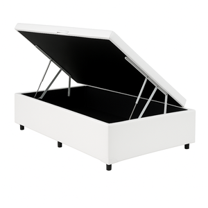 Cama Box Solteiro Baú Sintético Branco – 88x188x35