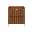 Ver imagem 4 de Mesa de Cabeceira 2 Gavetas Cinamomo Nature Pés Champagne Estilo Moderno