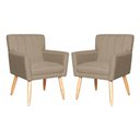 Ver imagem 1 de Kit 2 Poltronas para Sala de Espera e Salão de Beleza e Barbearia Pés Palito - Linho - Sv Decor:linh