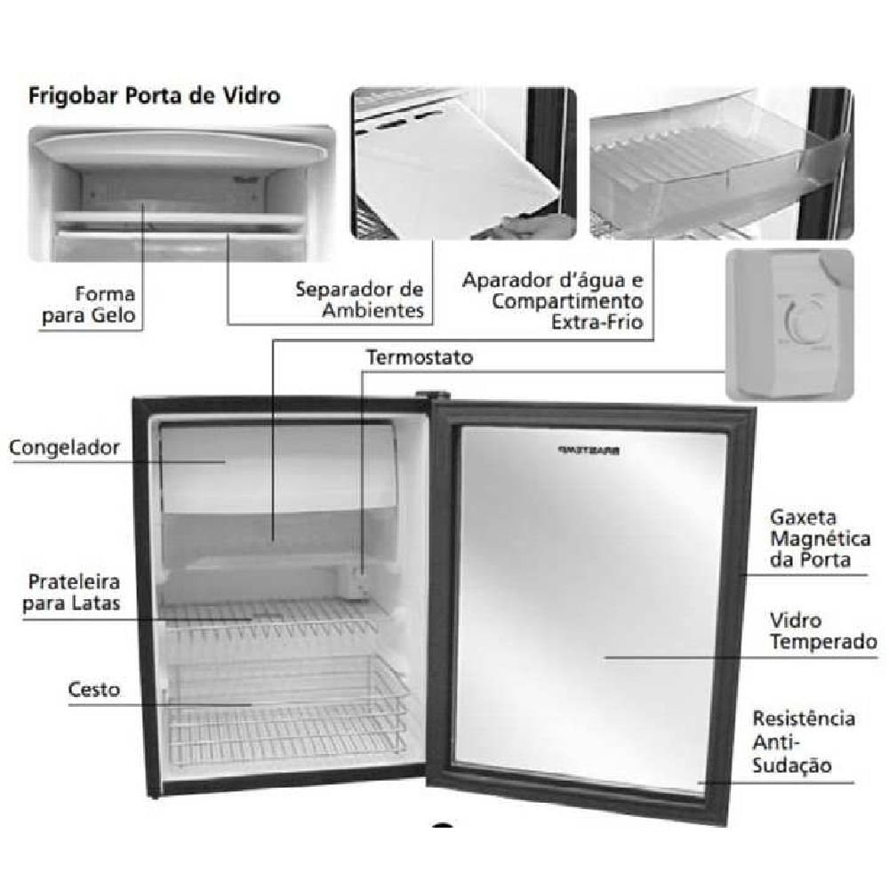 Frigobar Brastemp 76 Litros com Porta de Vidro Bza08ae – 220 Volts - 3