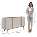 Ver imagem 7 de Aparador Buffet 4 Portas Pés de Madeira Retrô para Sala de Jantar Eva Cimol Móveis Off White/nature