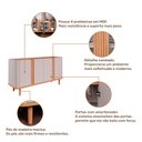 Ver imagem 5 de Aparador Buffet 4 Portas Pés de Madeira Retrô para Sala de Jantar Eva Cimol Móveis Off White/nature