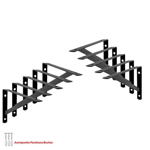 KIT 10 PEÇAS SUPORTE MÃO FRANCESA P/ PRATELEIRA DE 15CM- PRETA