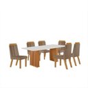 Ver imagem 2 de Conjunto Sala de Jantar Mesa Imperatriz 1,80x0,90 com 06 Cadeiras Florença Yescasa Castanho/Capuccin