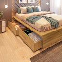 Ver mais imagens de Cama Casal/Queen Adulto com 4 Gavetas Gades Yescasa Marrom/Freijó