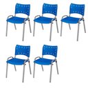 Ver imagem 2 de Cadeira Iso Base Cinza Escola, Escritório Azul Kit 5 Un