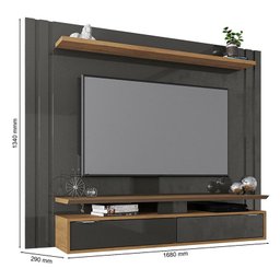 Home Suspenso Chile Grafite Perolizado/Freijó para TV até 55” - Móveis Leão - 5 Home Suspenso Chile Grafite Perolizado/Freijó para TV até 55” - Móveis Leão - 5