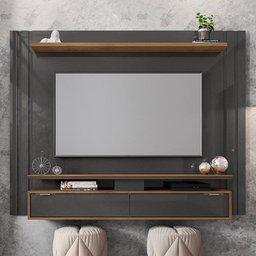 Home Suspenso Chile Grafite Perolizado/Freijó para TV até 55” - Móveis Leão - 2 Home Suspenso Chile Grafite Perolizado/Freijó para TV até 55” - Móveis Leão - 2