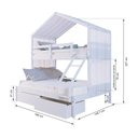 Ver imagem 3 de Beliche Casal/ Solteiro Casinha com Gavetas e Cortina Madeira Maciça Branco Megamobilia