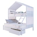 Ver imagem 2 de Beliche Casal/ Solteiro Casinha com Gavetas e Cortina Madeira Maciça Branco Megamobilia