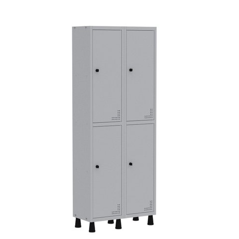 Armário Locker Guarda Volume Aço Light 4 Portas 69x179,5cm Cinza