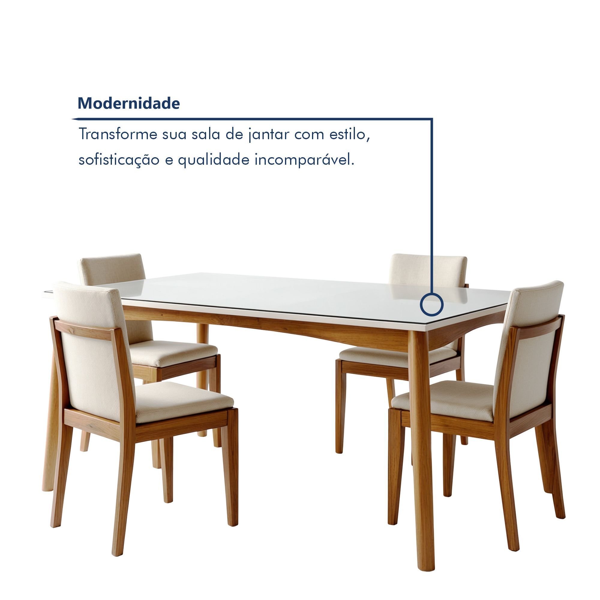 Conjunto Sala de Jantar Mesa Monalisa com 4 Cadeiras Lady em